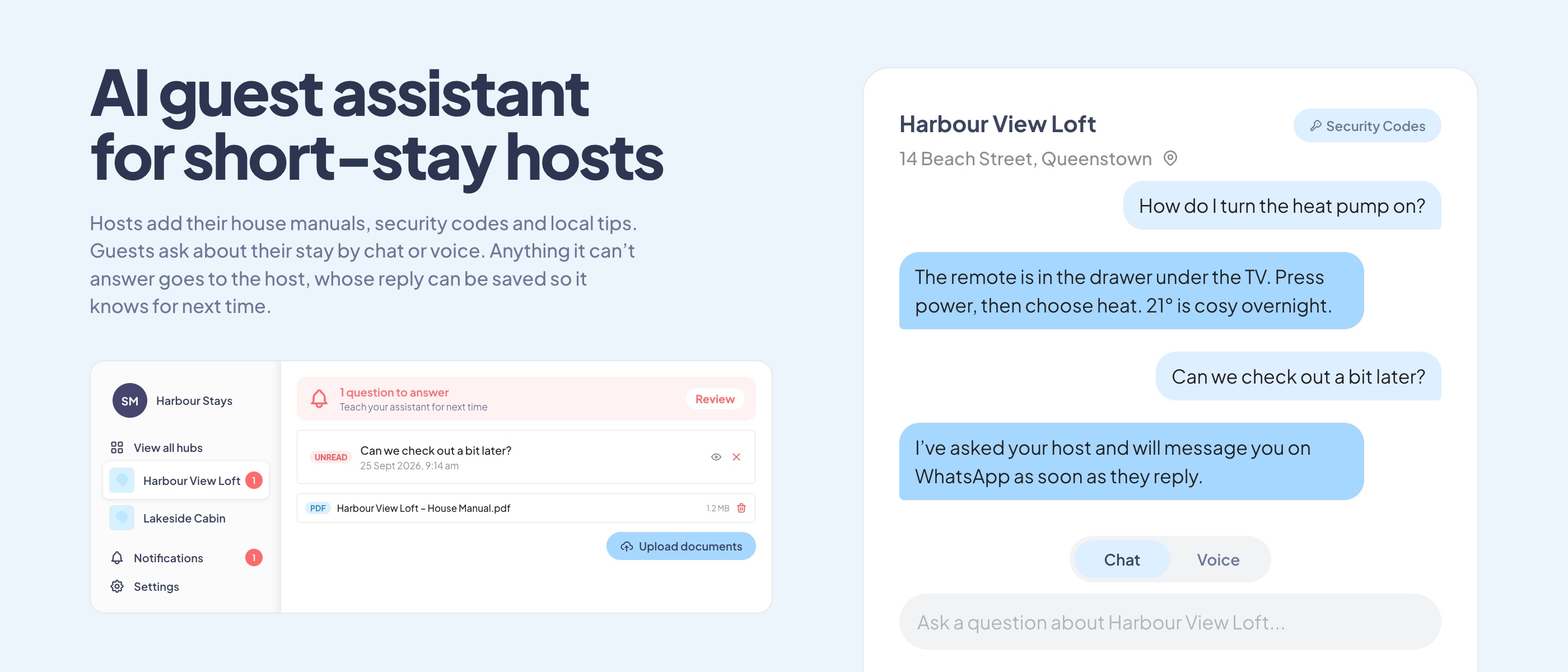 AI guest assistant for short-stay hosts