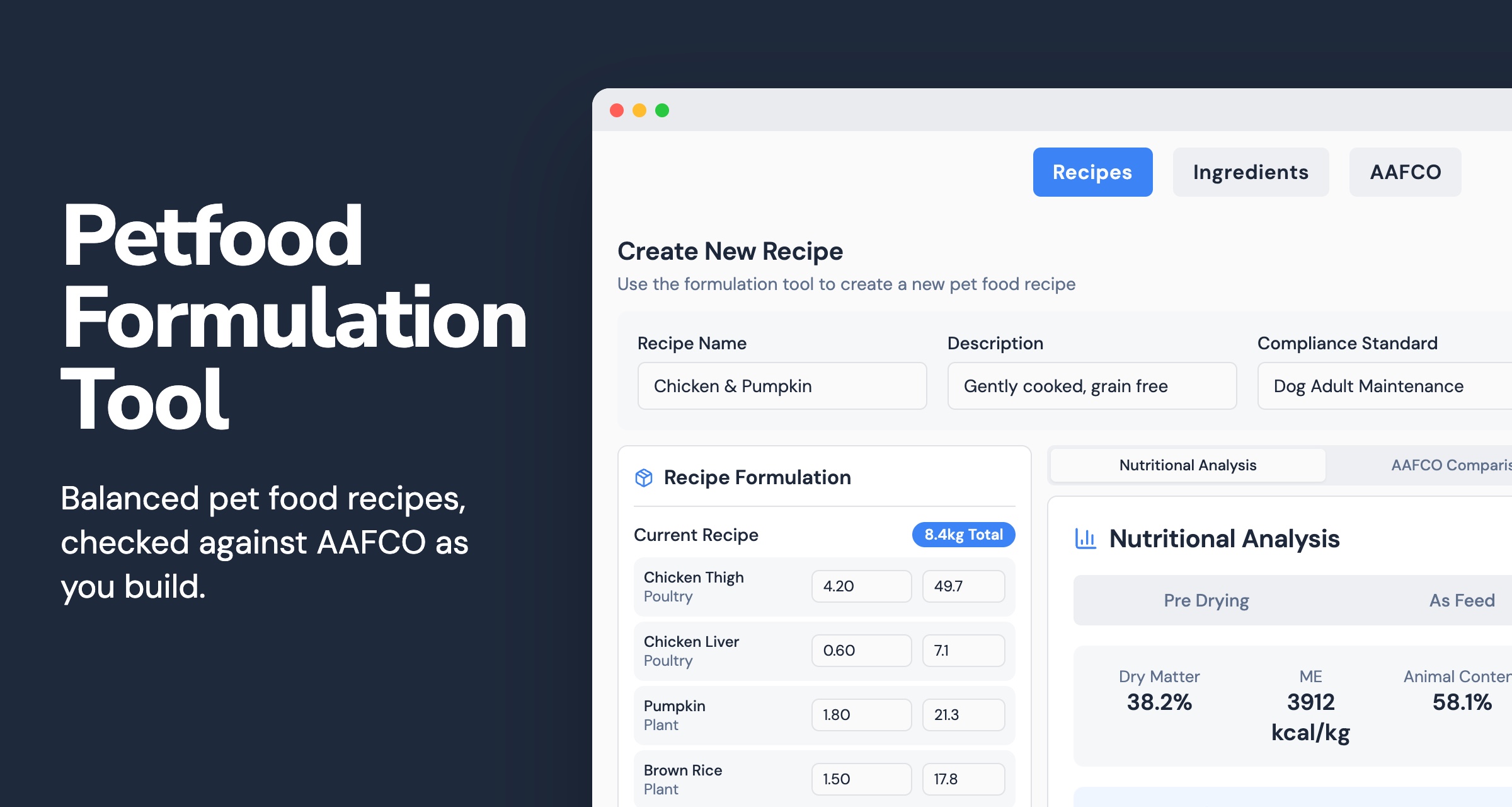 petchef — pet food formulation tool